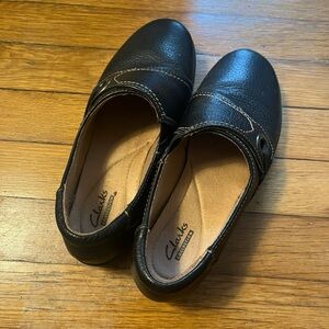 Clarks Black Leather Monkstrap Loafers